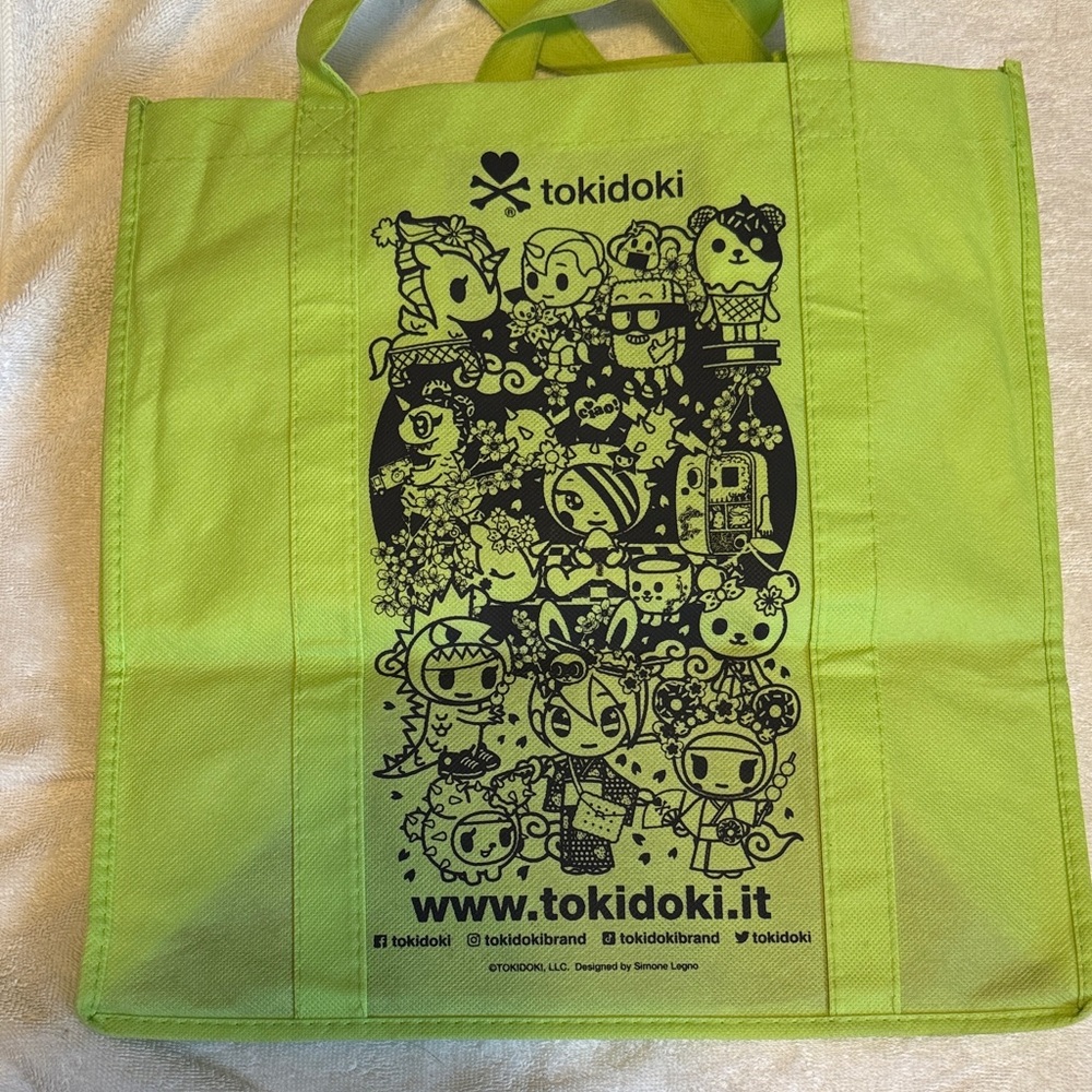 tokidoki Lime Green Tote with Black Character Print
